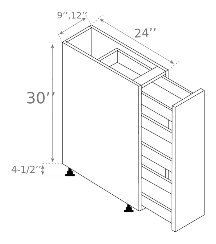 Base Spice Pull-Out Cabinet drawing with dimensions