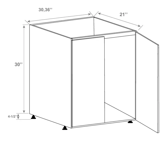 Vanity Sink Cabinet drawing with dimensions