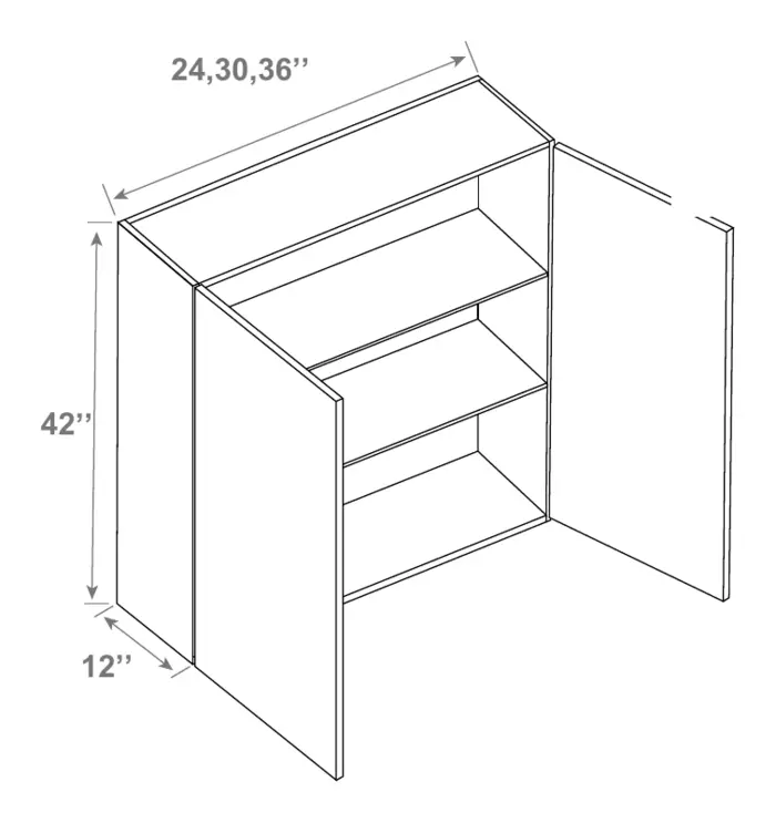 Wall Cabinet 42" Height drawing with dimensions