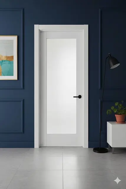 One Panel Glass Primed Interior Door