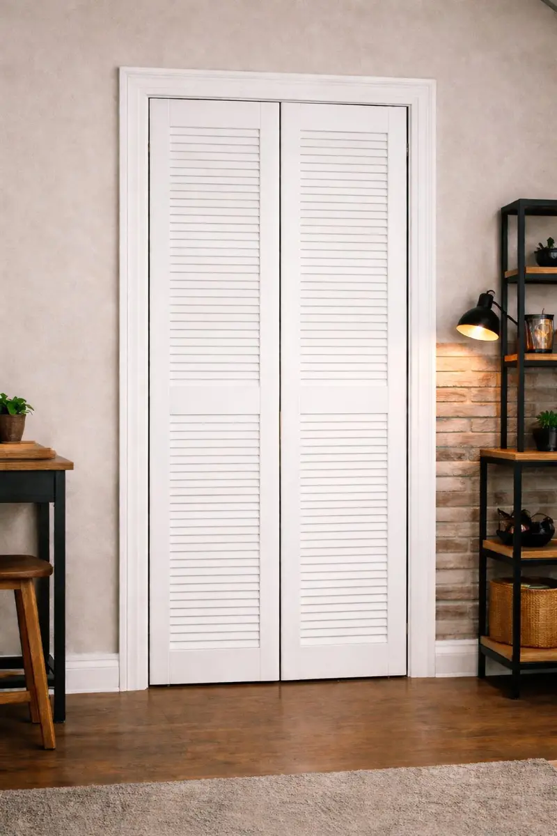 Two Panel Louver Bifold Primed Interior Door
