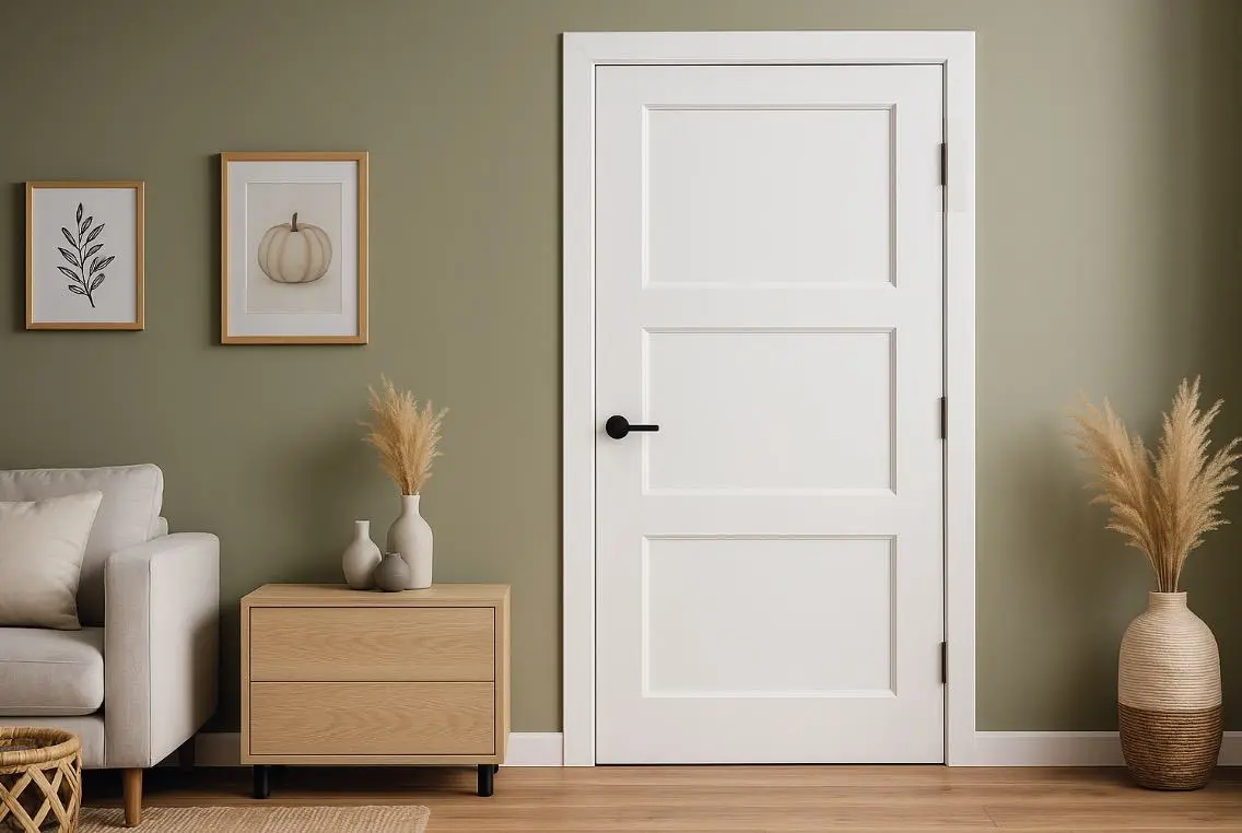 Three Panel Solid Core Primed Interior Door