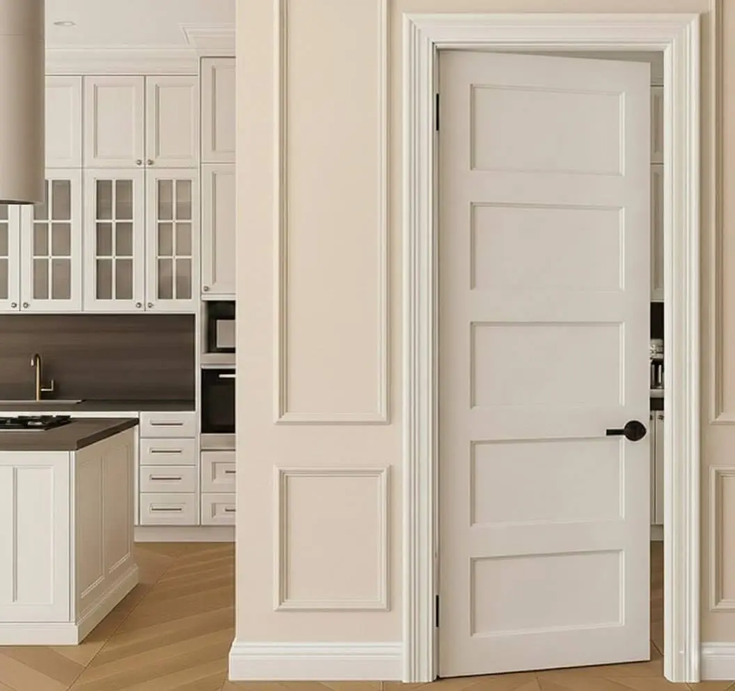 Five-panel Shaker door in a kitchen