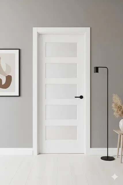 Five Panel Glass Primed Interior Door