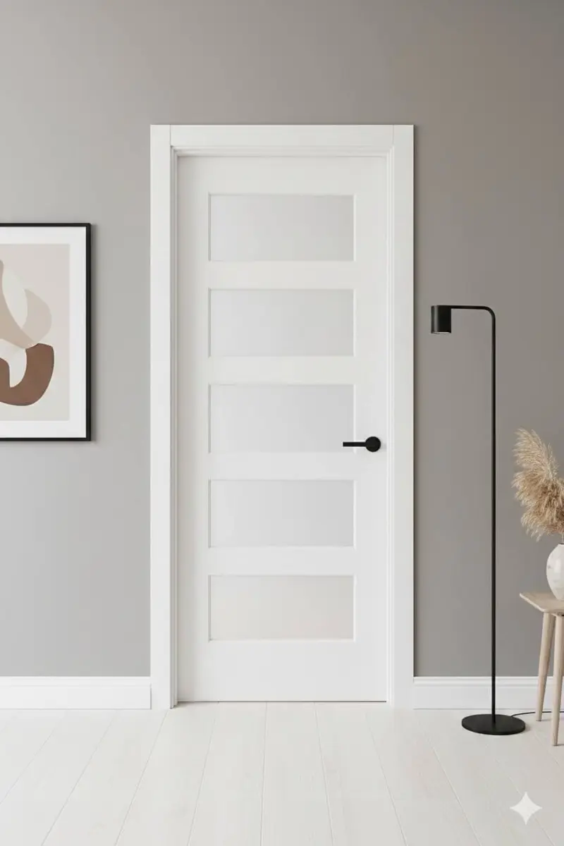 Five Panel Glass Primed Interior Door