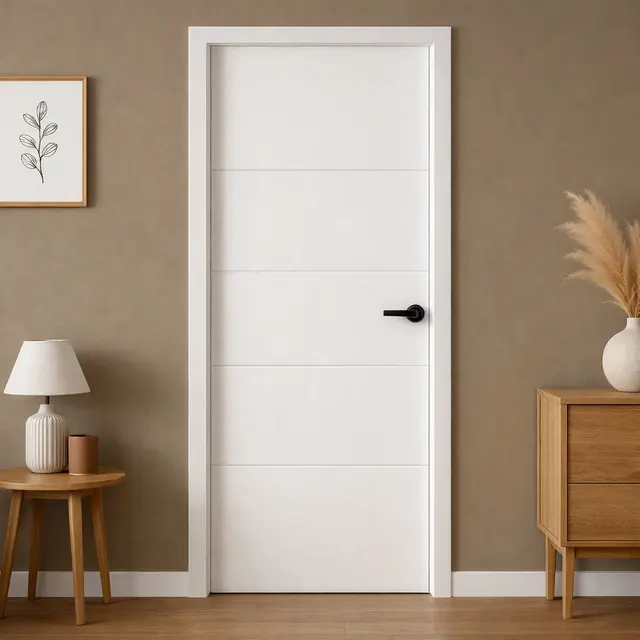 Flush Lines Solid Core Interior Primed Door
