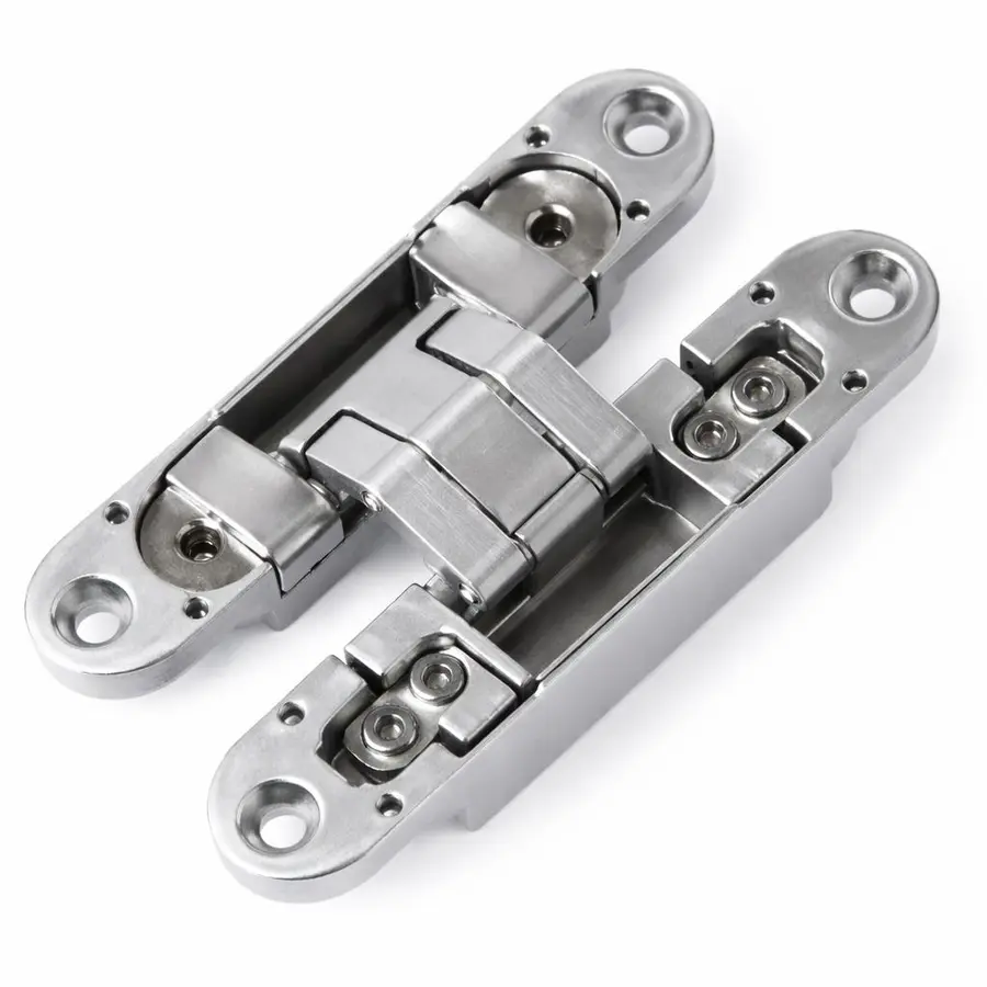 Concealed hinge, chrome, open