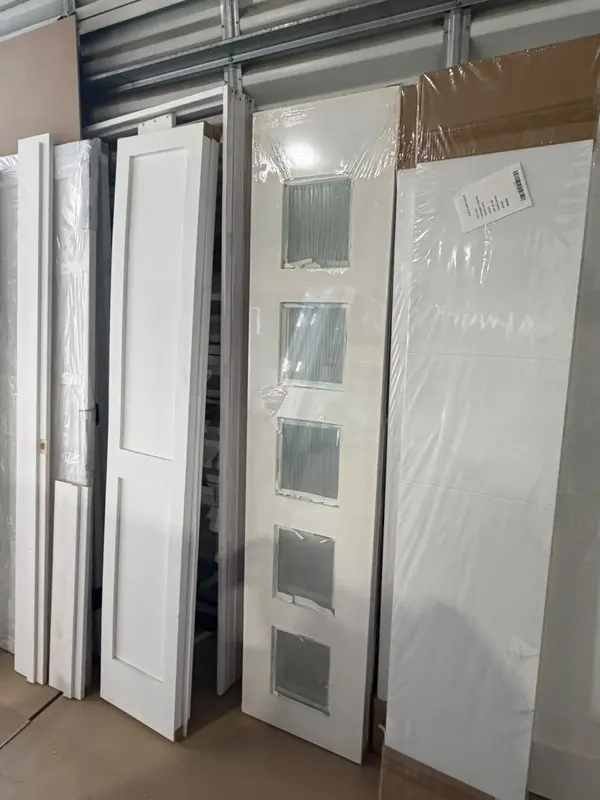 Glass and panel doors ready for shipping