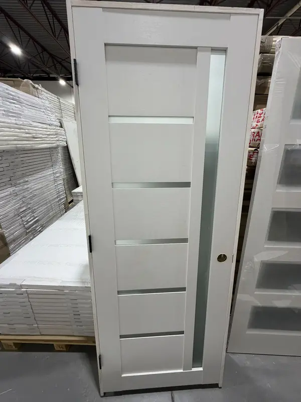 Five-lite frosted glass door